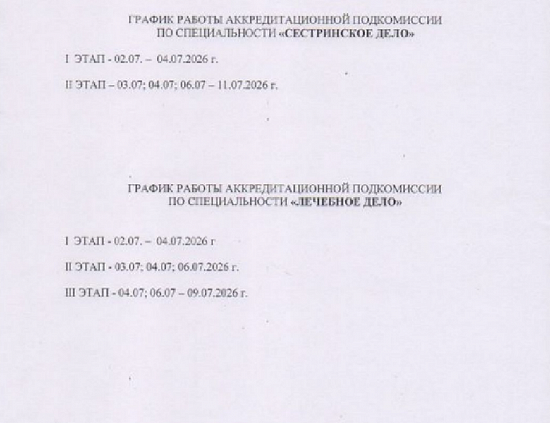 Протоколы графиков проведения аккредитации